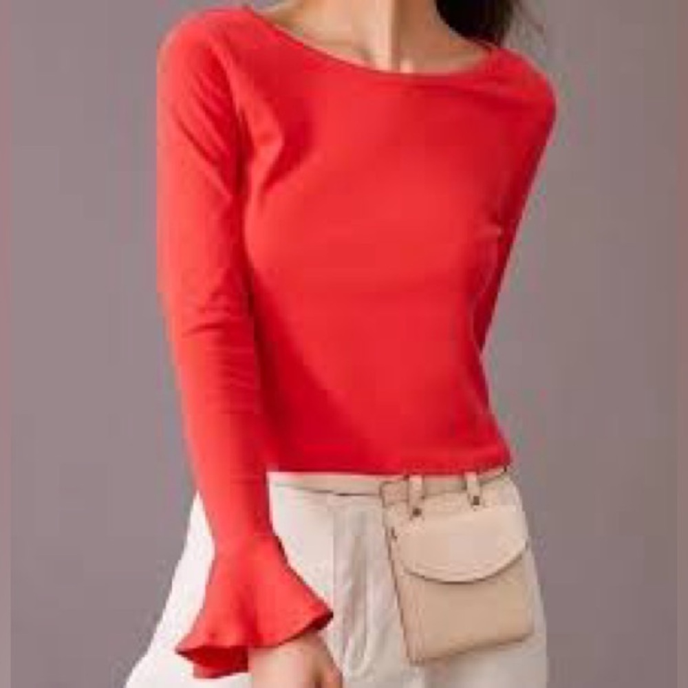 Maeve Anthropologie Flouncy Sleeve Top, Size L, NWT